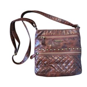 Angel Barcelo Buttery Soft Leather Studded Vintage Inspired Crossbody Bag